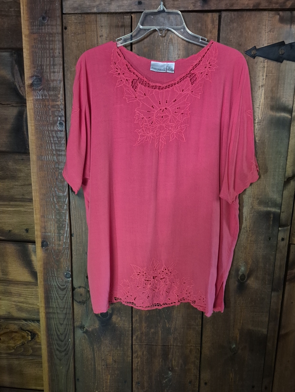 Fashion Bug Raspberry Pink Embroidered Short-Sleeve Tunic
